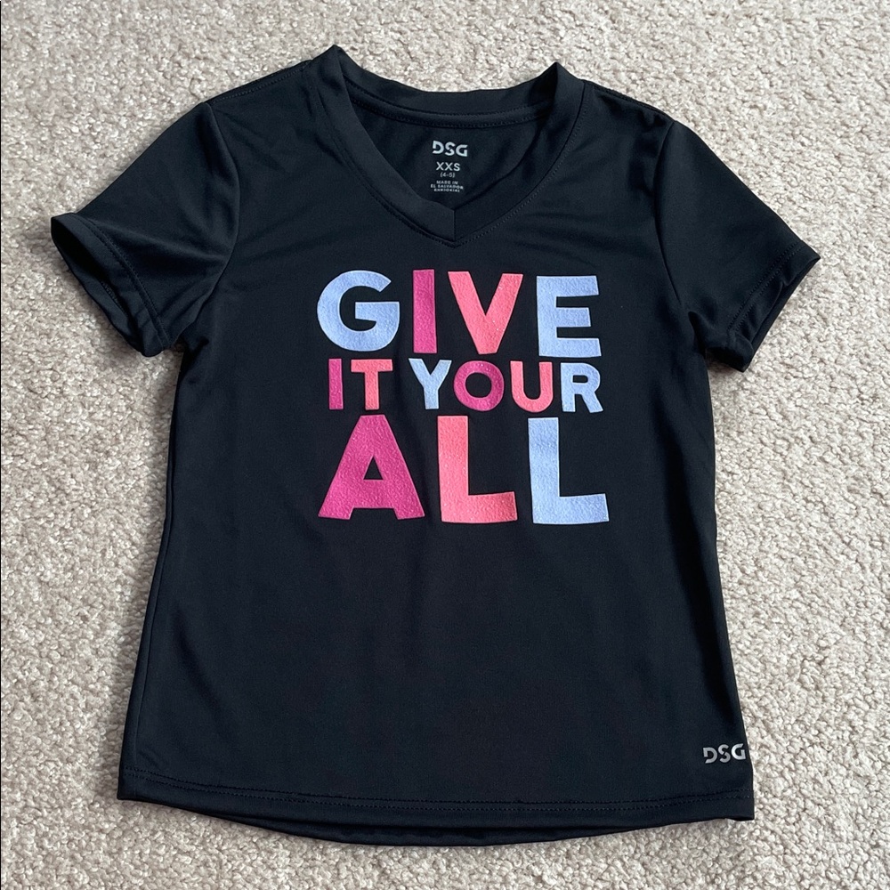 DSG Kids Black Tee with “Give it your all” Graphic